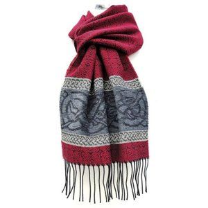 New Made in Scotland Celtic Hound Dog Wool Chenille Scarf Red Gray Black